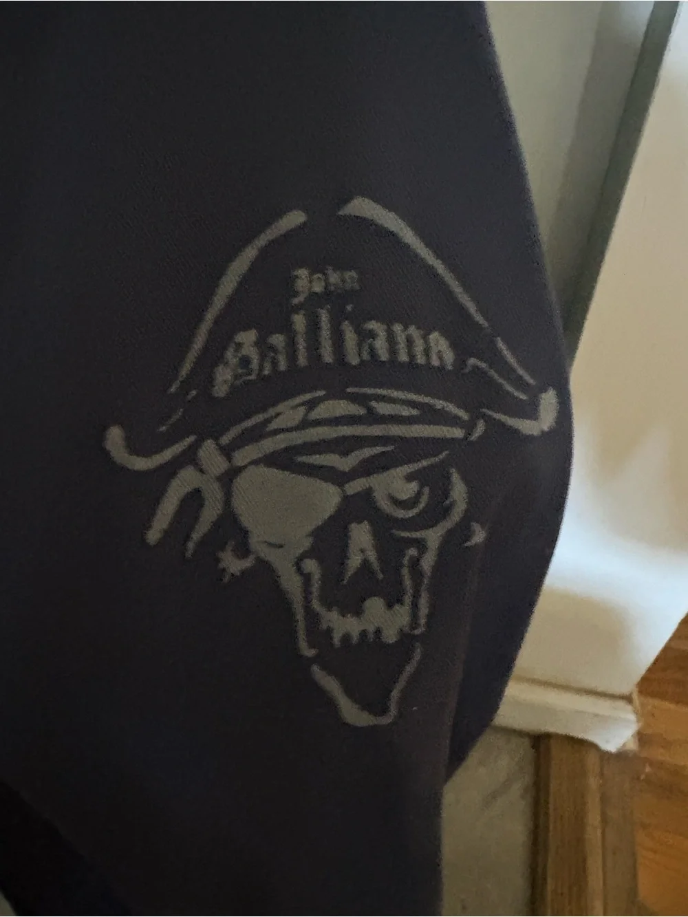 John Galliano Kid Navy asymmetrical zip jacket Pirate scull log size12 Designer